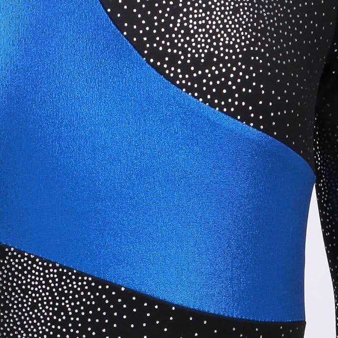 MSRP $18 DAXIANG Blue/Black 140 (7-8Y) Long Sleeve Gymnastics Leotards for Gir