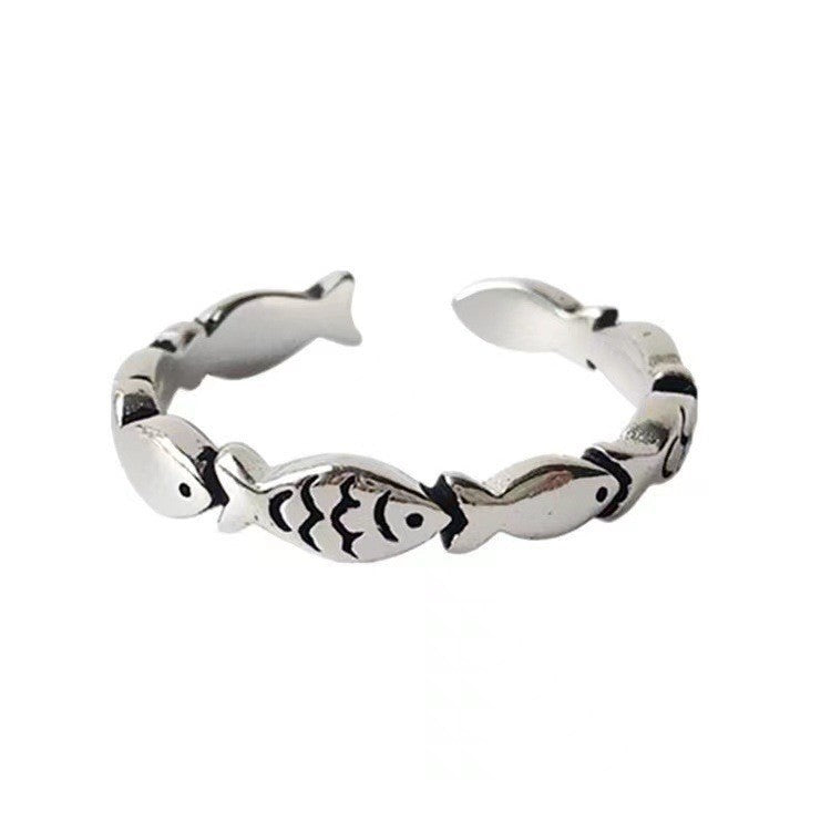 Silver Tone Fish Ring Women's Cute Animal Boho Jewelry Stainless Steel Size 7