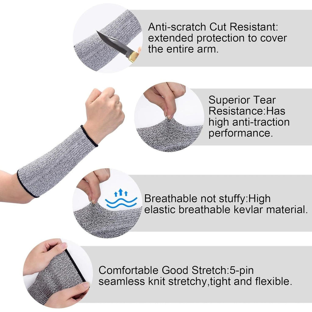 Set of 2 Cut Resistant Sleeves for Arm Protection, Safety Work Gardening Prote