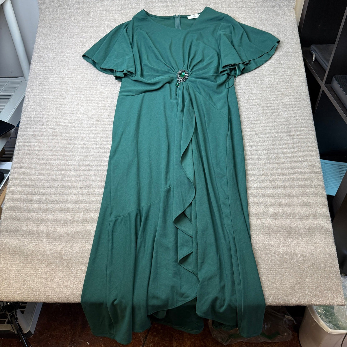 MSRP $76 QMZ Women's 3XL Dress V Neck Formal Evening Gown Ruffle Sleeve A Line