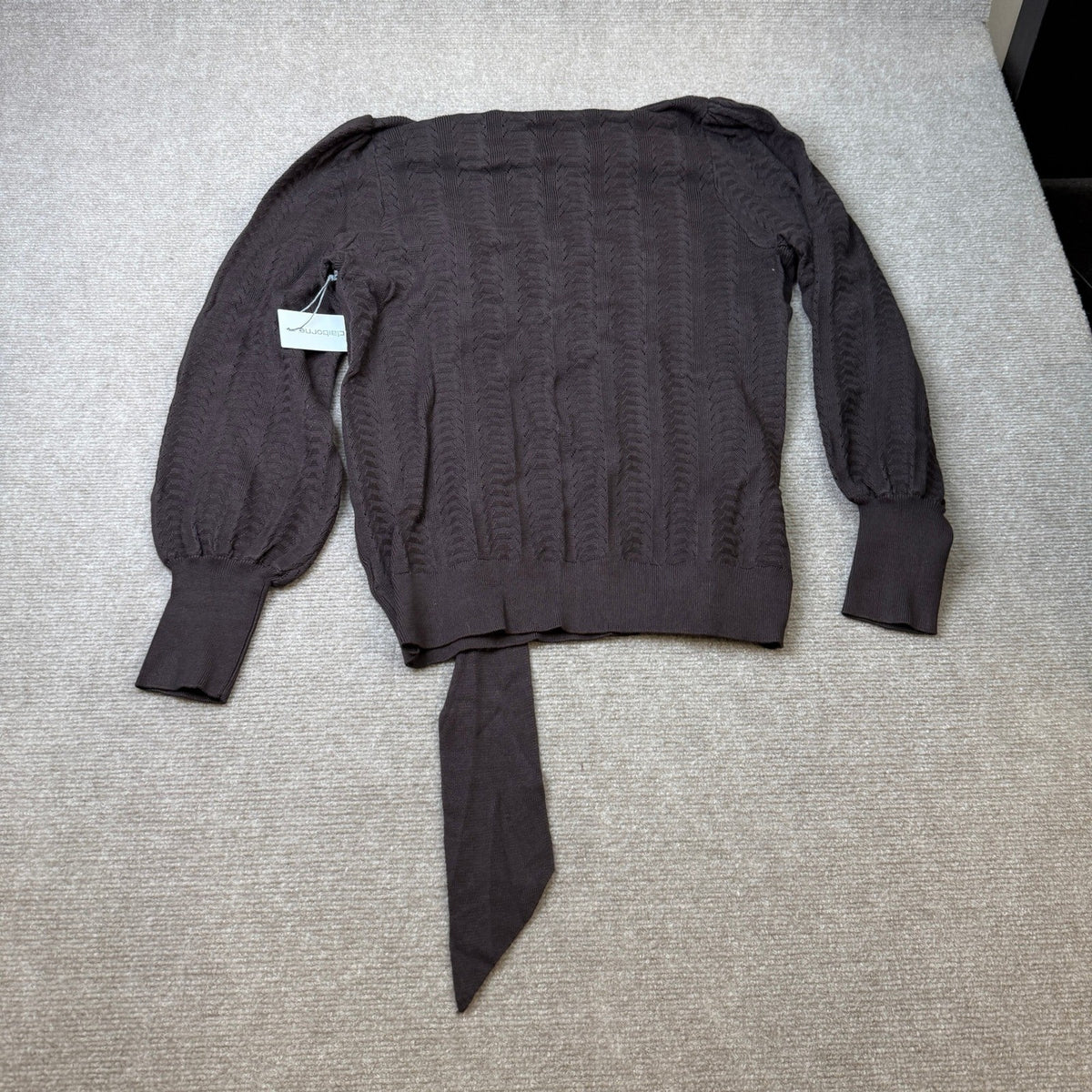 MSRP $48 Liz Claiborne Womens M Chocolate Sauce Split Tie Neck Pullover