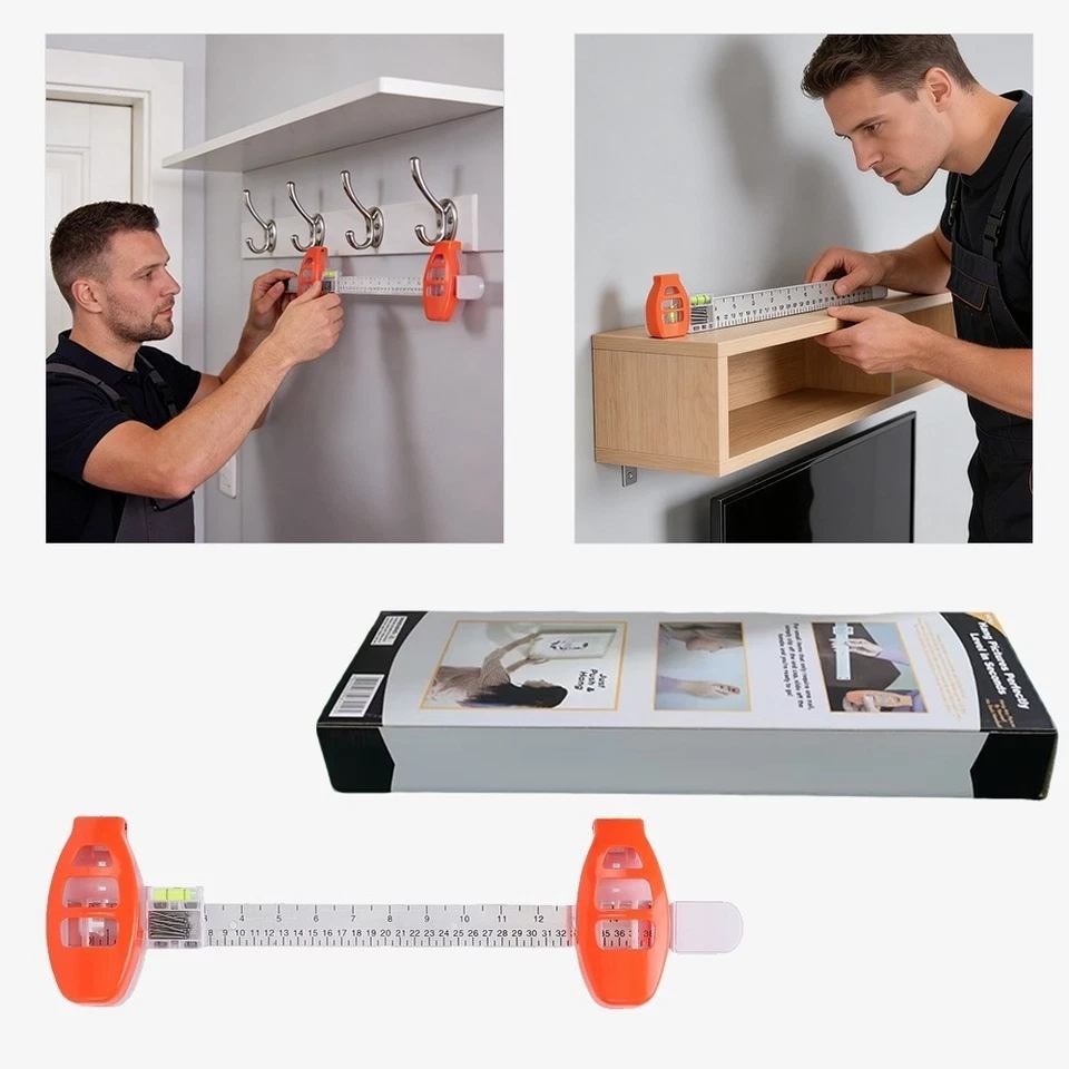 Picture Hanging Level Tool, 3 in 1 Mounting Tool With Bubble Level and Marking
