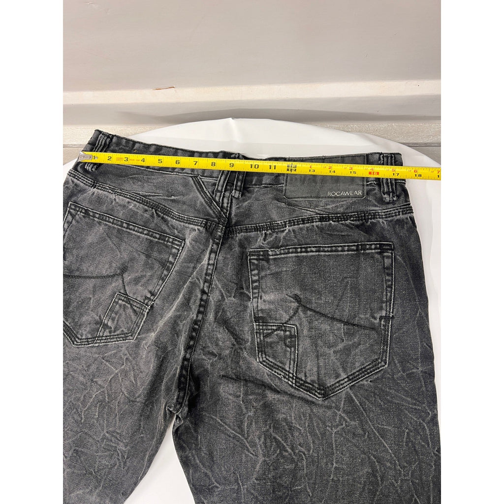 Rocawear Denim Jeans Men's W36 Black Gray Classic Fit Adult Stonewash