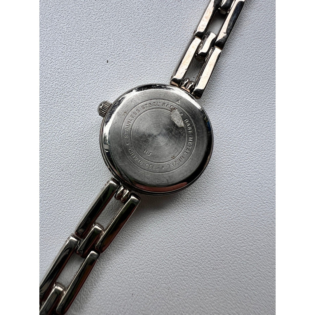 Carriage HJ Silver Tone Quartz Analog Black Dial Women's Watch Needs Battery