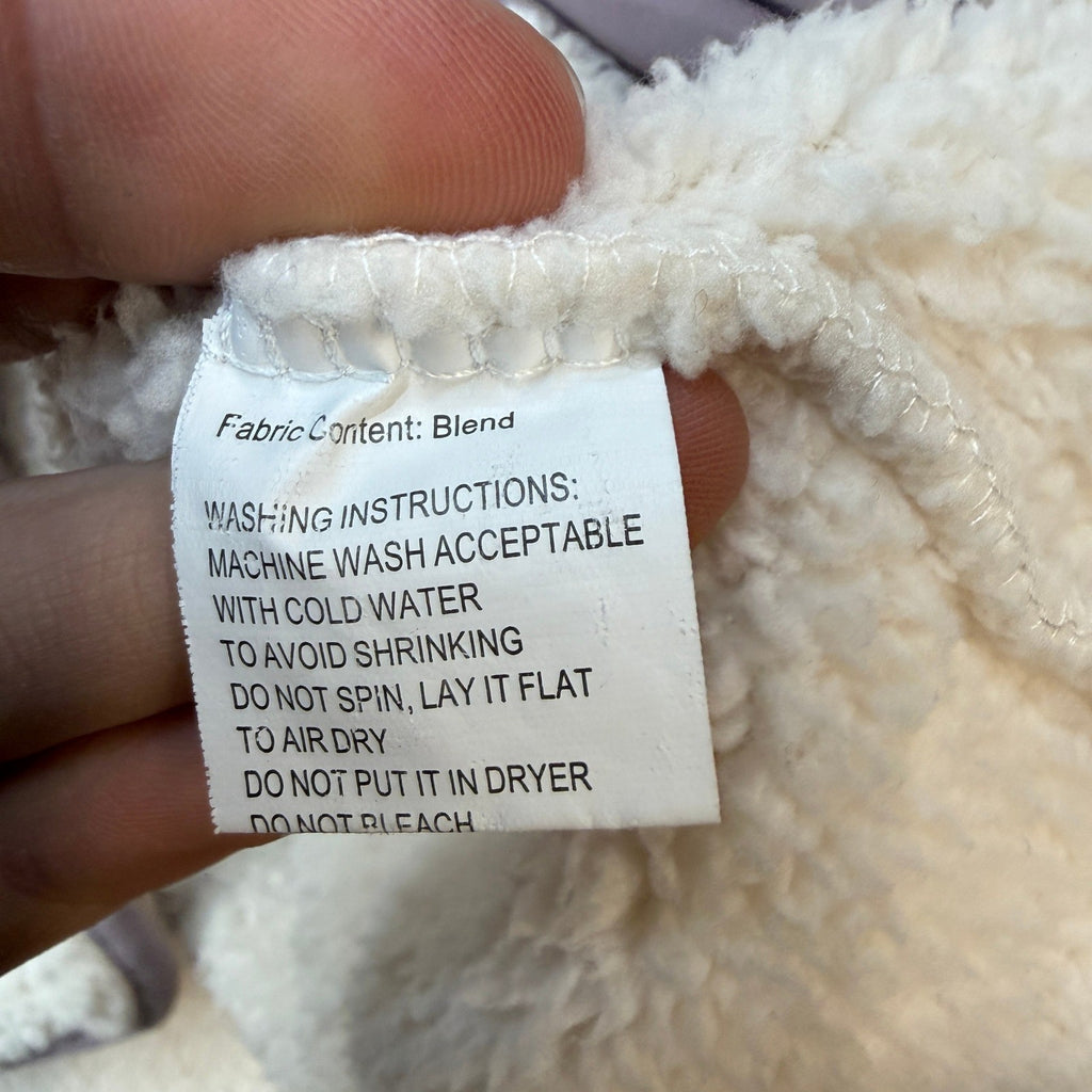 Women's M Fleece Coat Button Front Shawl Jacket Long Sleeve Fuzzy Outerwear