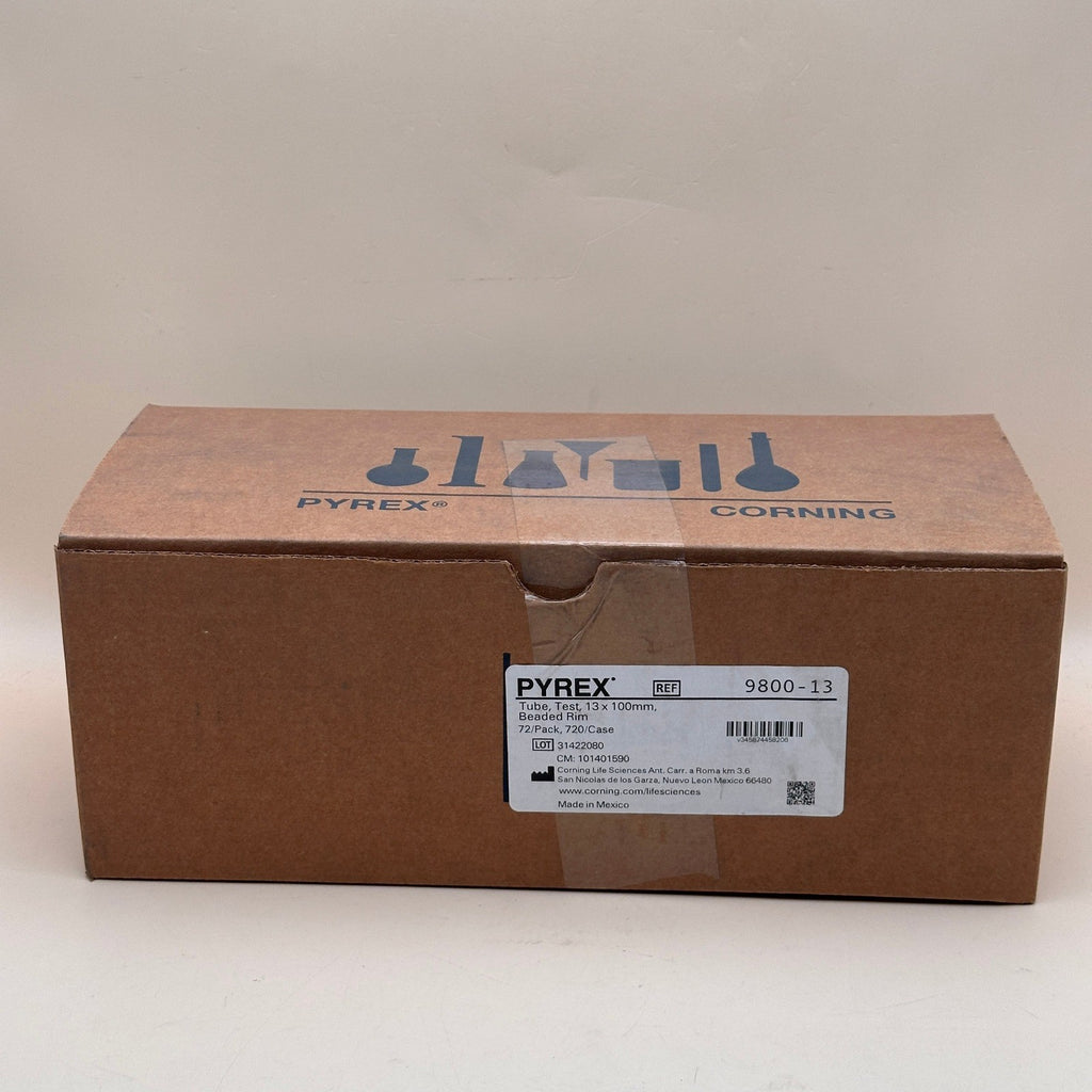 Pack of 72 Pyrex 9800-13 Glass Test Tubes 13x100mm Beaded Rim