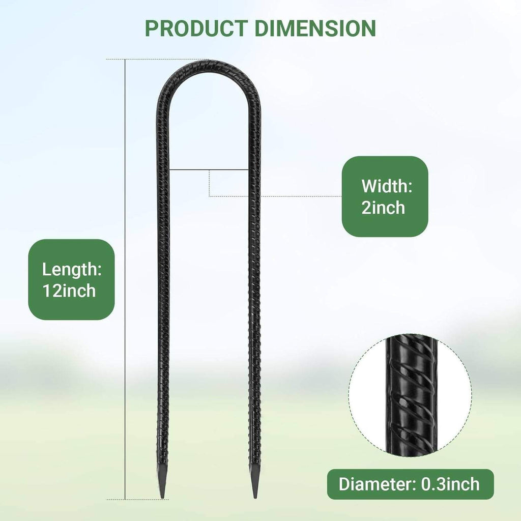 Set of 8 Kiivakii 12" Trampoline Stakes Heavy Duty U-Shaped Steel Anchors for H