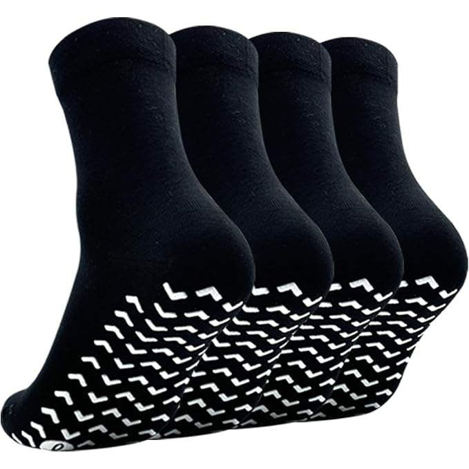 MSRP $22 SOJOFEL 4 Pairs Non Slip Grip Socks Men/Women Size L Anti Skid Crew