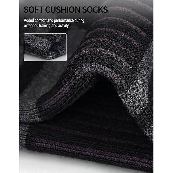 Set of 6 Airacker L 9-12 Black Ankle Athletic Running Socks Cushioned Breathable