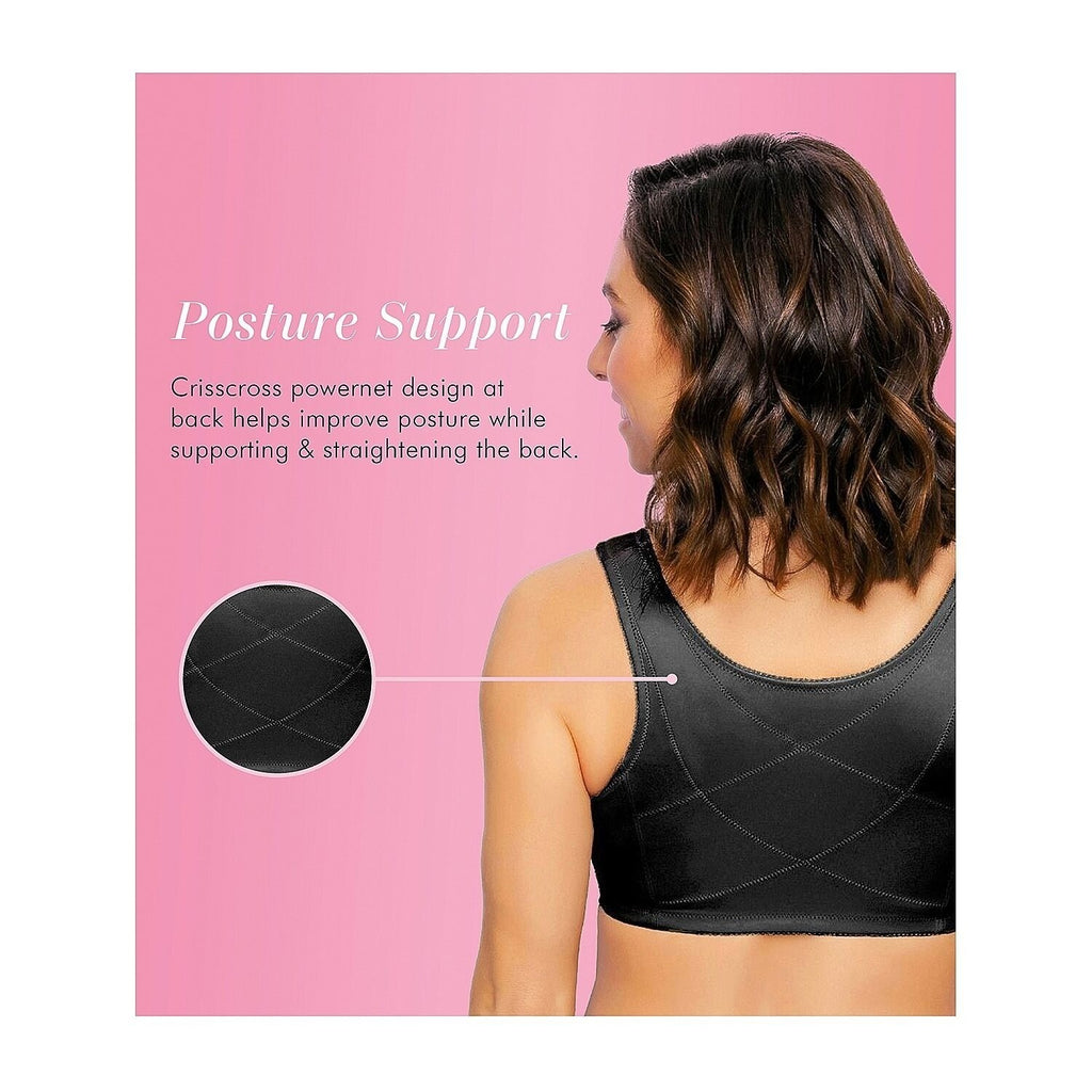 Exquisite Form 5100531 Womens 46B Black Fully Wireless Front Closure Posture Bra