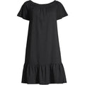 Lands' End Women's M-1X LONG Cotton Off Shoulder Ruffle Hem Swim Coverup Dress