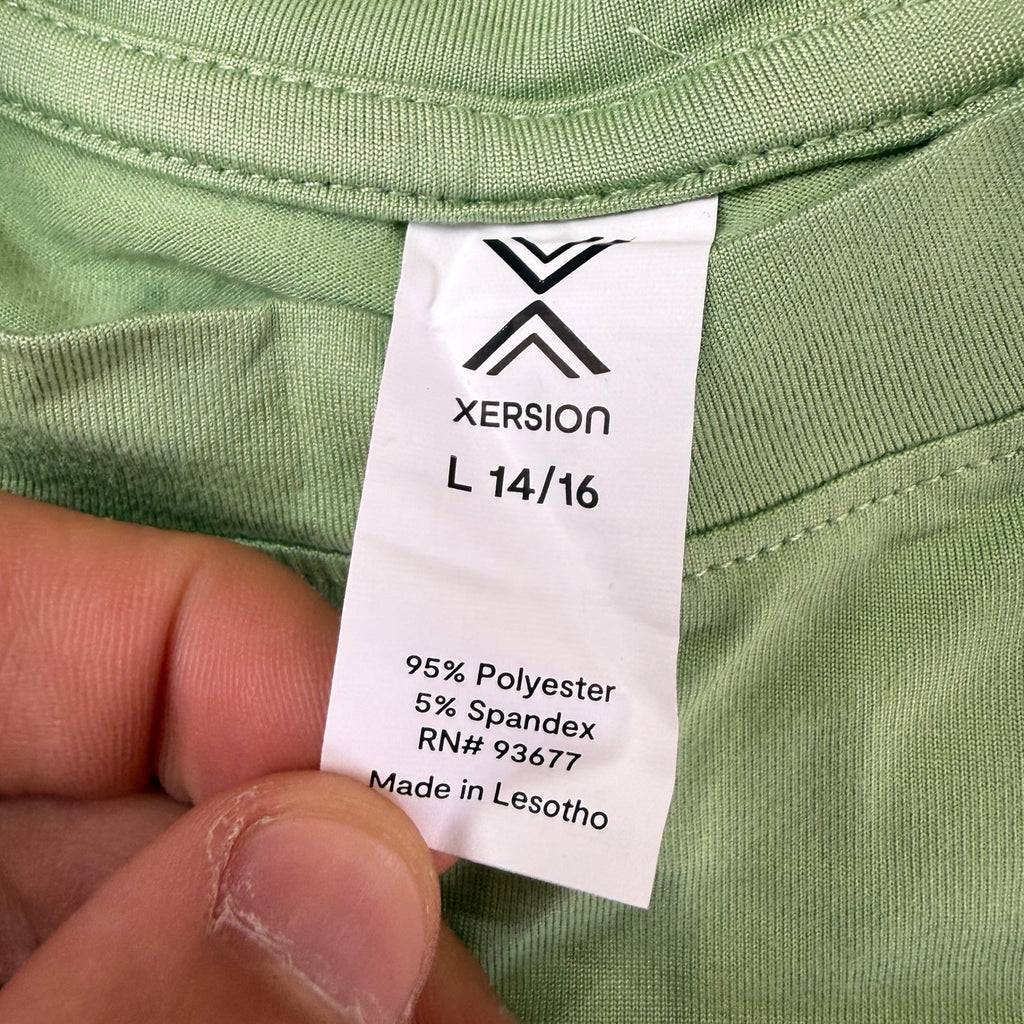 MSRP $16 Xersion Kid Boys L 14/16 Fair Green Short Sleeve Active T-Shirt Crew