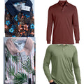 4 Pack Lands' End Mens L Polo - LS Simple Olive & Rust Red, SS White/Pink Stripe
