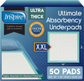 Pack of 50 Inspire Extra Large 36" x 36" Super Absorbent Disposable Bed Pads for