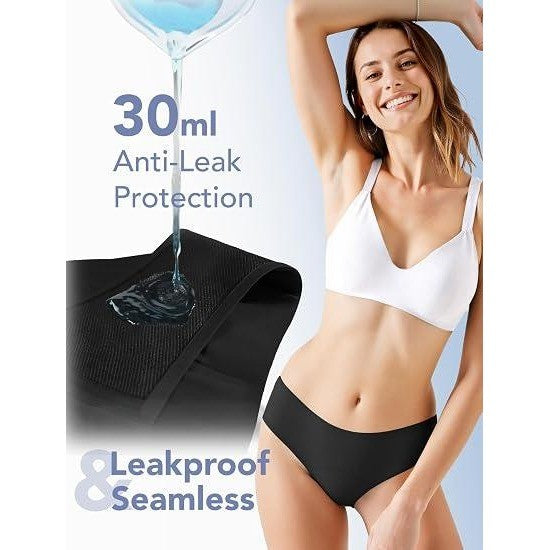 Set of 7 MSRP $65 TIICHOO Women's M Black Seamless Period Underwear Panties Bik