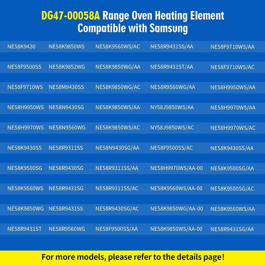 DG47-00058A Oven Heater Sheath-Gril Compatible with Samsung NY58J9850WS/AA