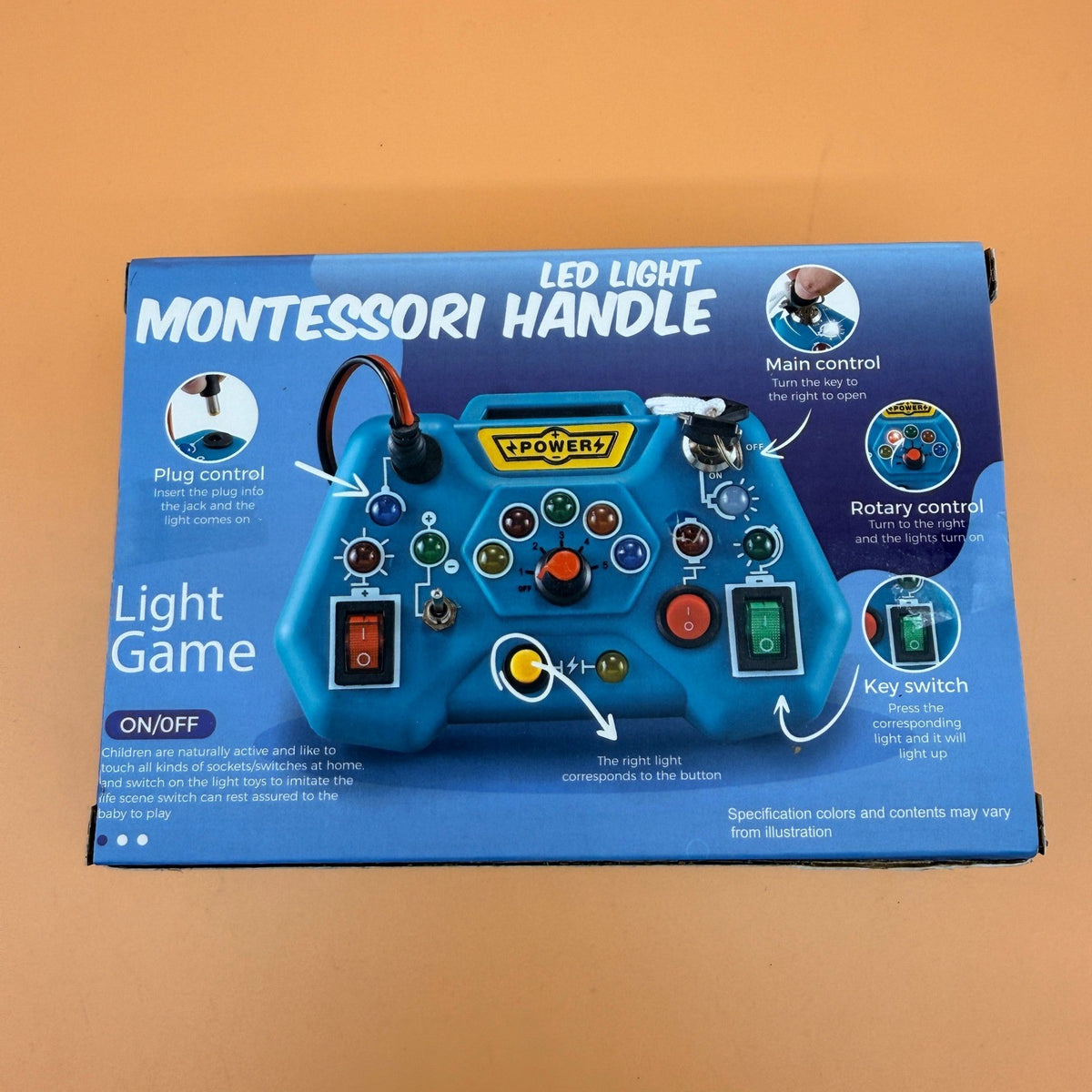 Montessori Sensory Toys with LED Light Switch Control Board Blue Educational