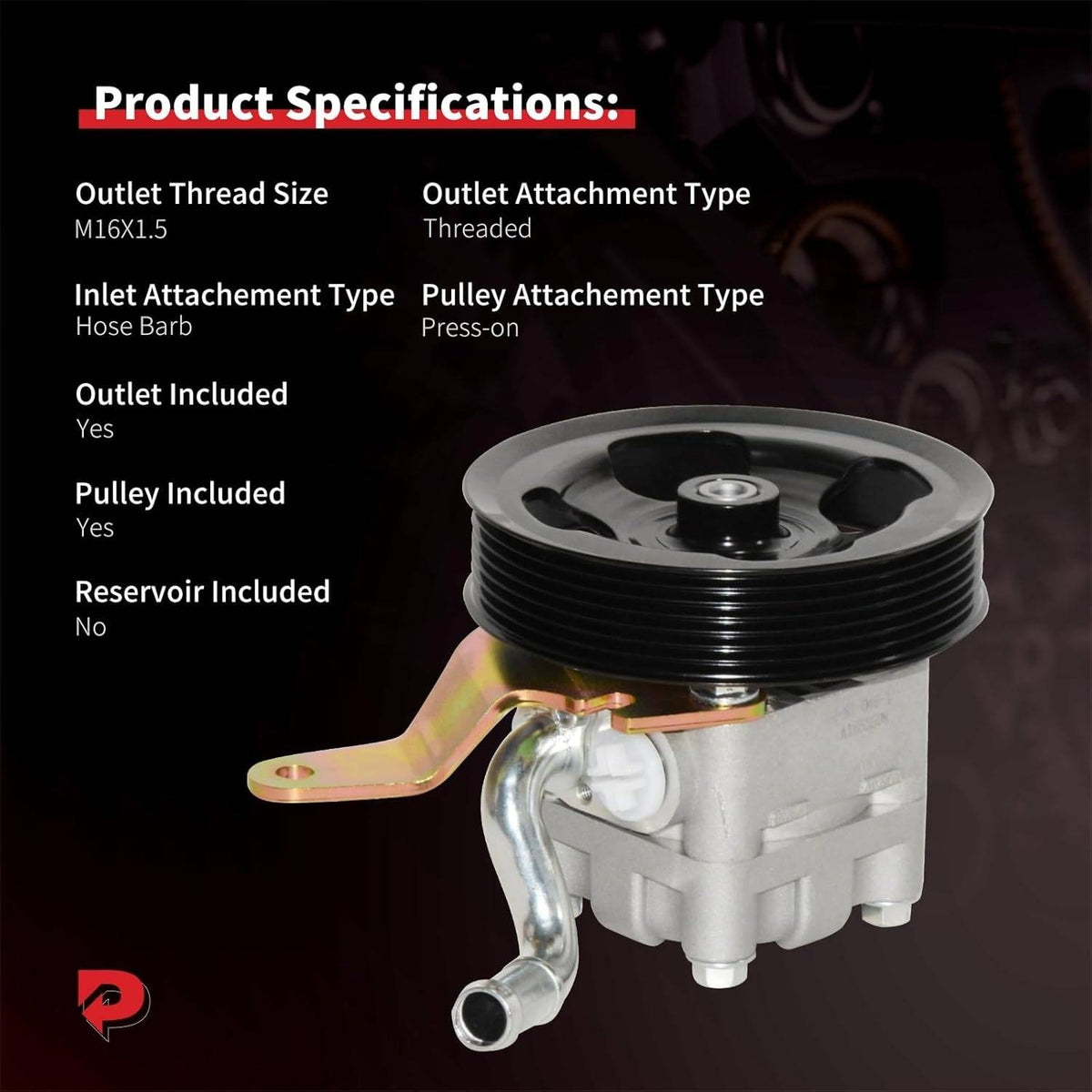 PHOBOOS Power Steering Pump 21-394 For INFINITI 2008-2017 V6 3.5L/3.7L Models