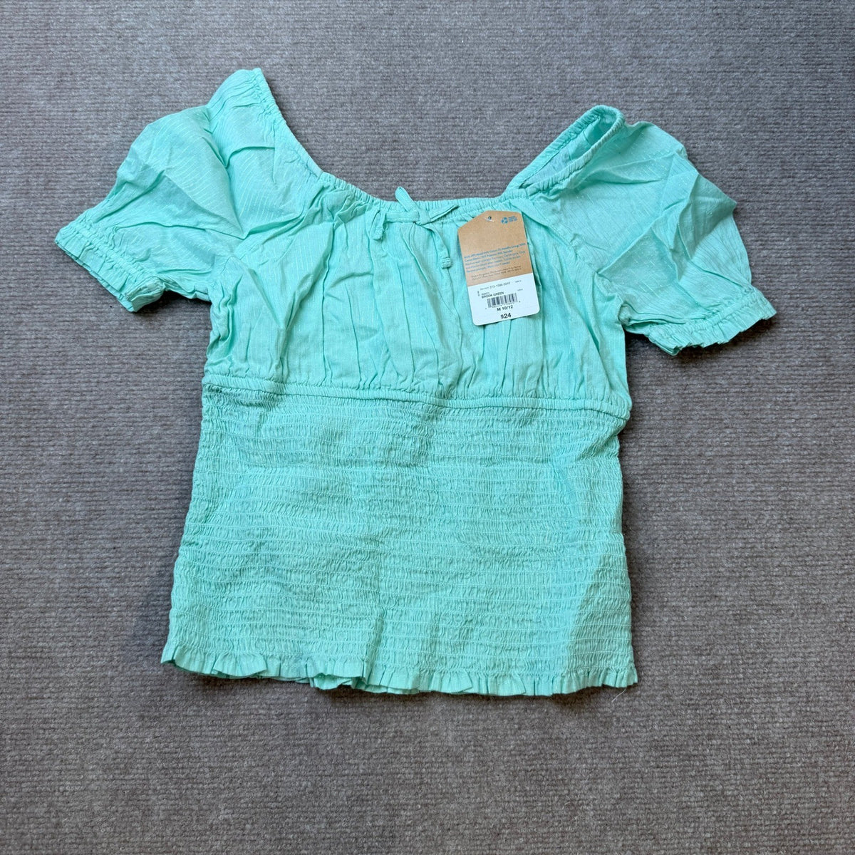 MSRP $24 Thereabouts Kids Girls M 10/12 Brook Green Short Sleeve Blouse Square