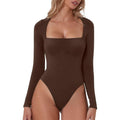 MSRP $28 QINSEN Women's XS Sexy Square Neck Bodysuit Long Sleeve Double Lined