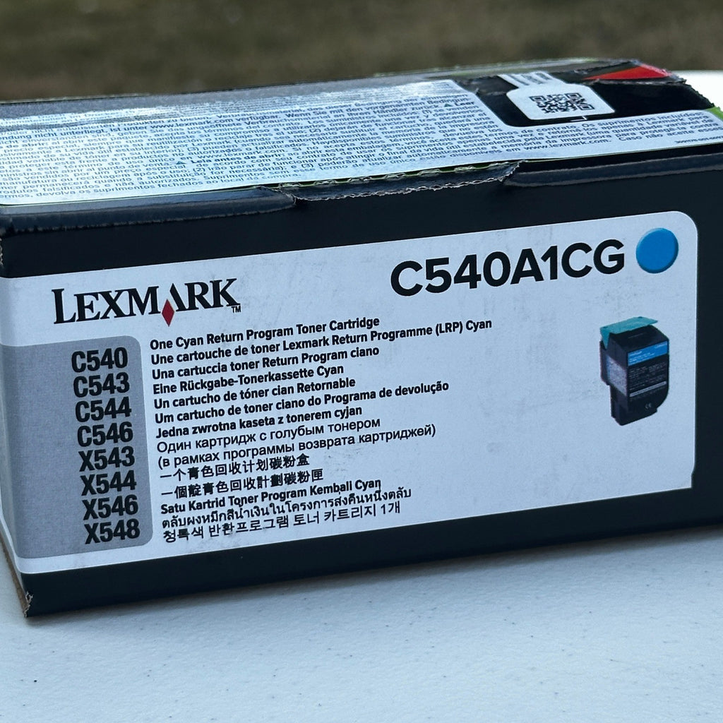 Set of 2 Lexmark C540A1CG Cyan & C540A1KG Black Toner Cartridges C540 C543 C544
