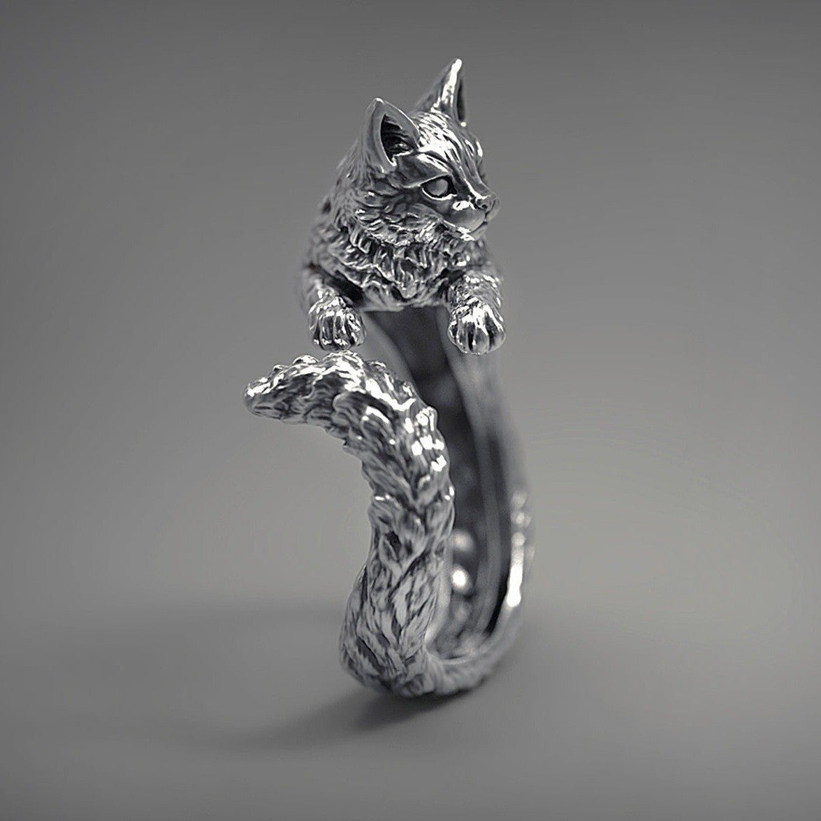 Cat Kitten Ring 925 Sterling Silver Womens Vintage Gothic Punk Jewelry Size 6