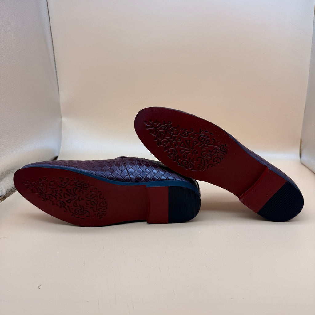 Santimon Men's US 8.5 Red Woven Smoking Loafers Lightweight Walking Shoes
