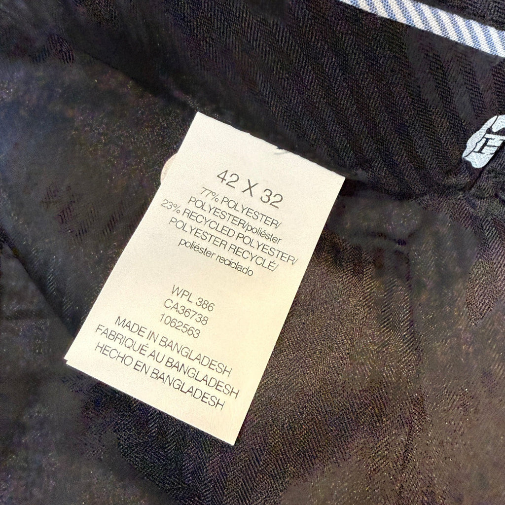 MSRP $70 Haggar HD00218 E-CLO Stria Men's 42x32 Blue Classic Fit Dress Pants