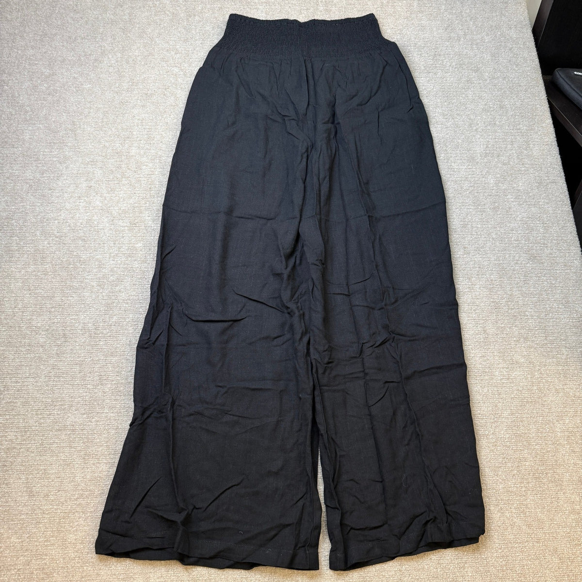 MSRP $36 ANRABESS Women's M Linen Palazzo Wide Leg Pants with Pockets Smocked