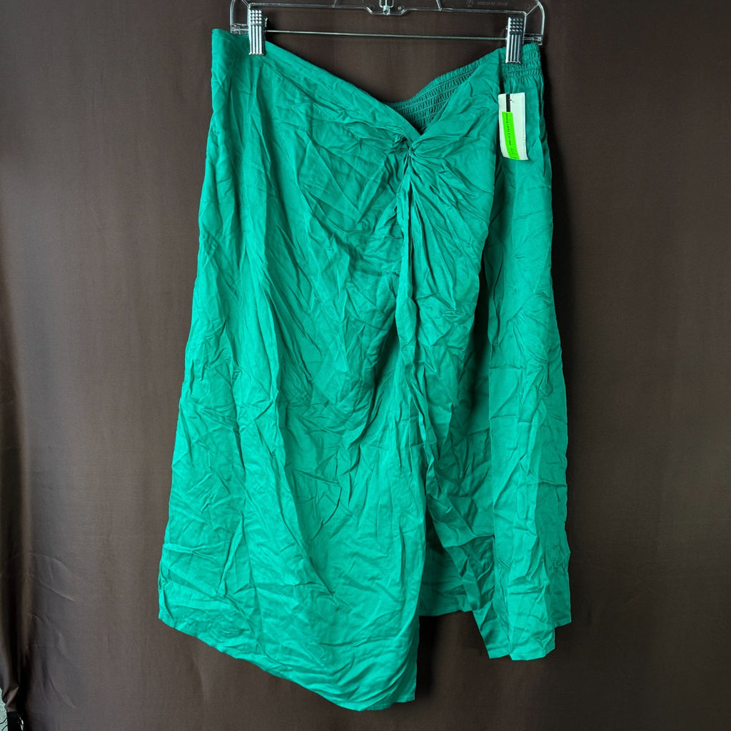 Lands' End Women's Sheer Twist Front Knee Length Swim Cover-up Skirt Island