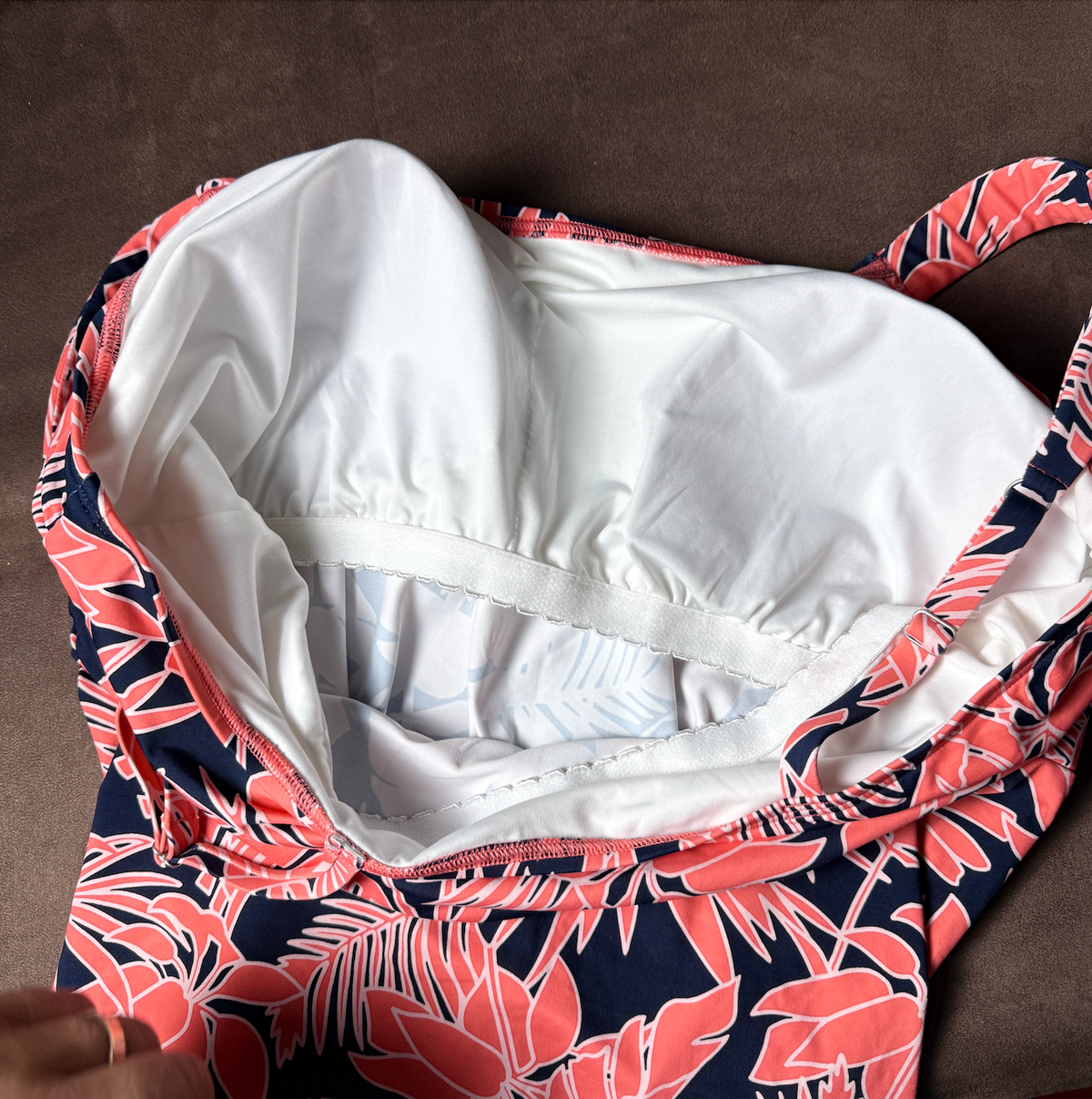 Lands' End Women's XS-L Flutter Scoop Neck Tankini Top Wood Lily / Navy Floral