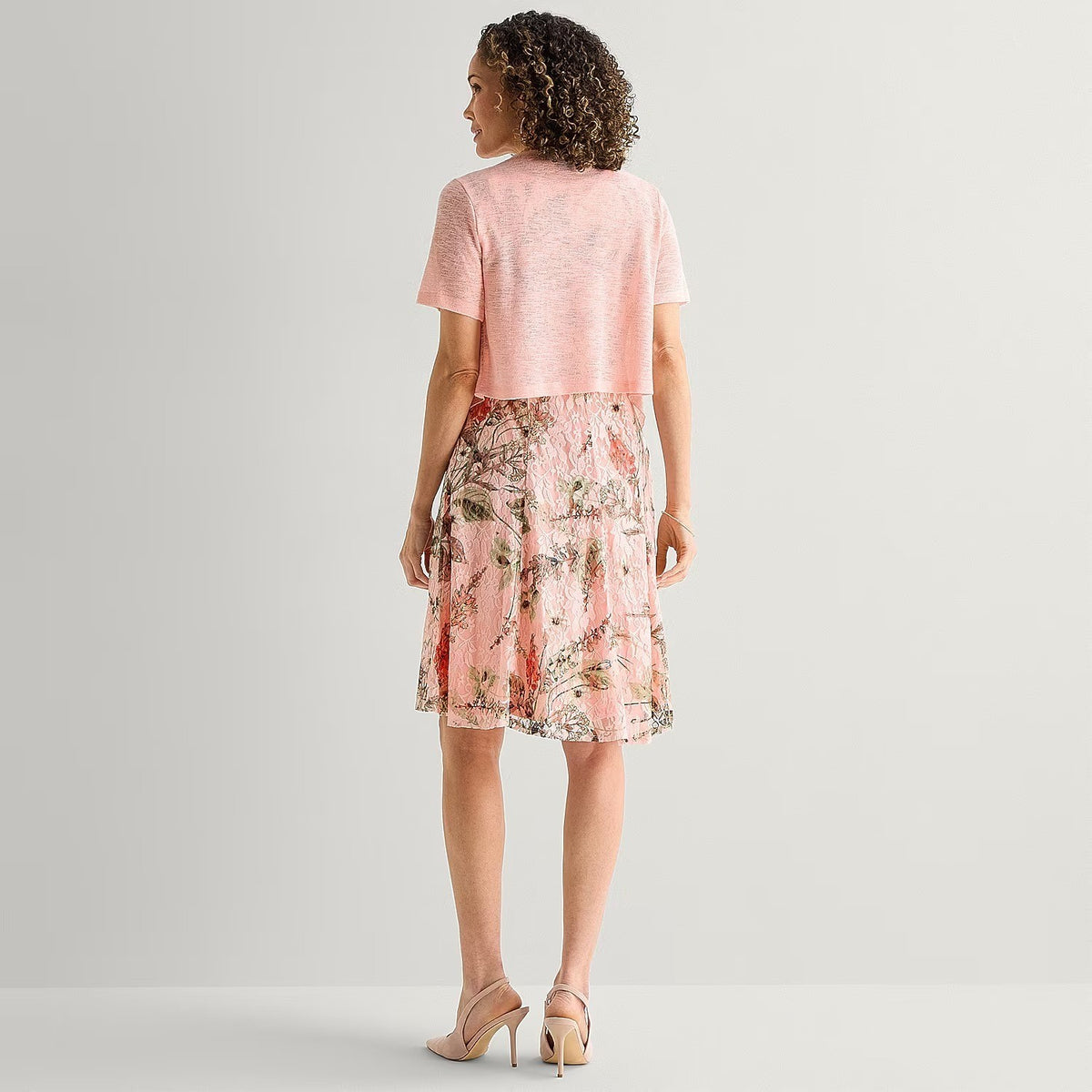 NWT Perceptions Womens XL Blush Floral 2 Piece Jacket Dress