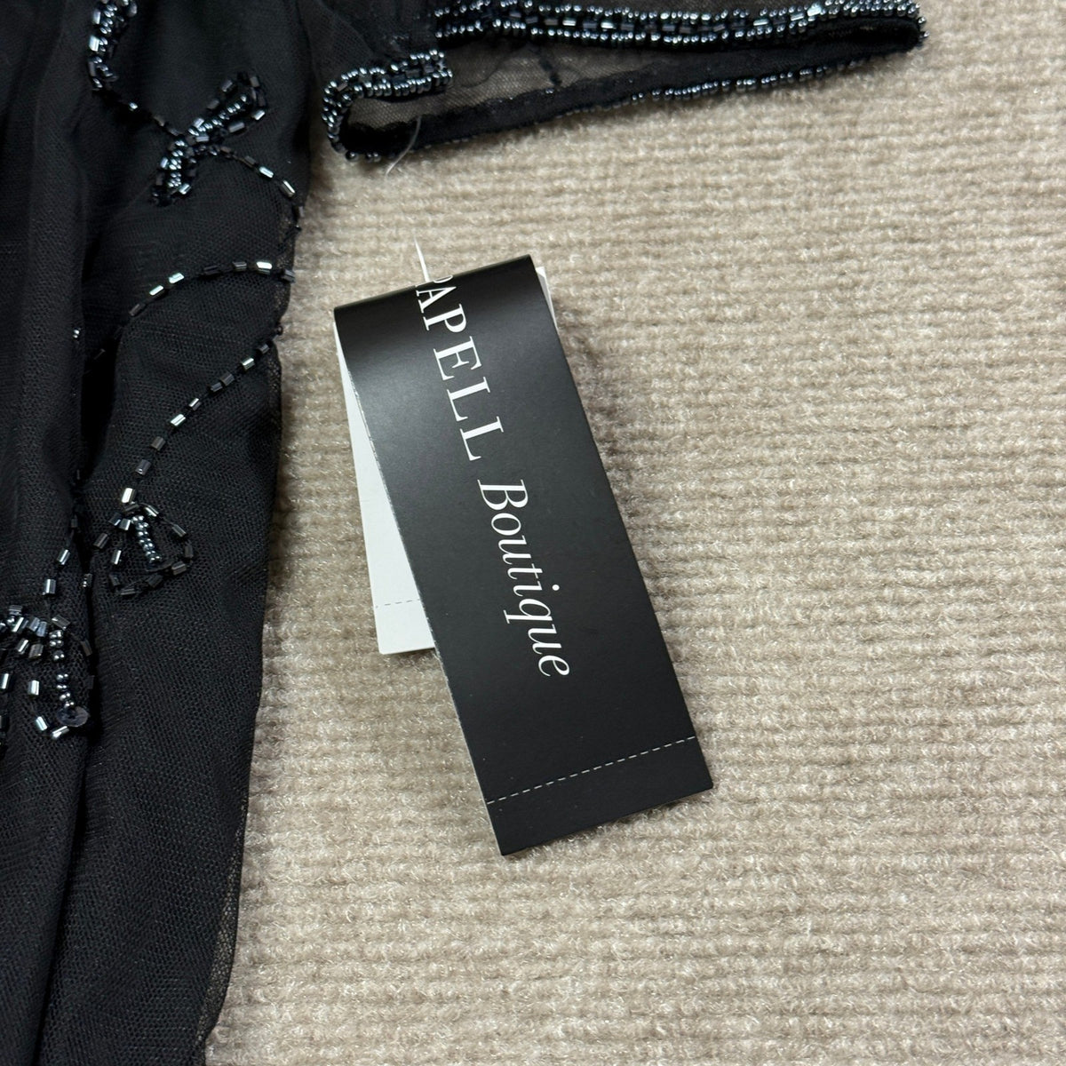 MSRP $160 Papell Boutique Womens 14 Black Evening Gown Square Neck 3/4 Sleeve