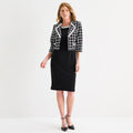 MSRP $94 Maya Brooke Womens 18 Black/White 2 Piece Crepe Grid Jacket Dress