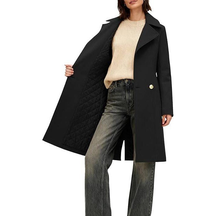 MSRP $52 OTU Vibe Women's XXL Black Long Notch Lapel Coat, Double-Breasted Peac