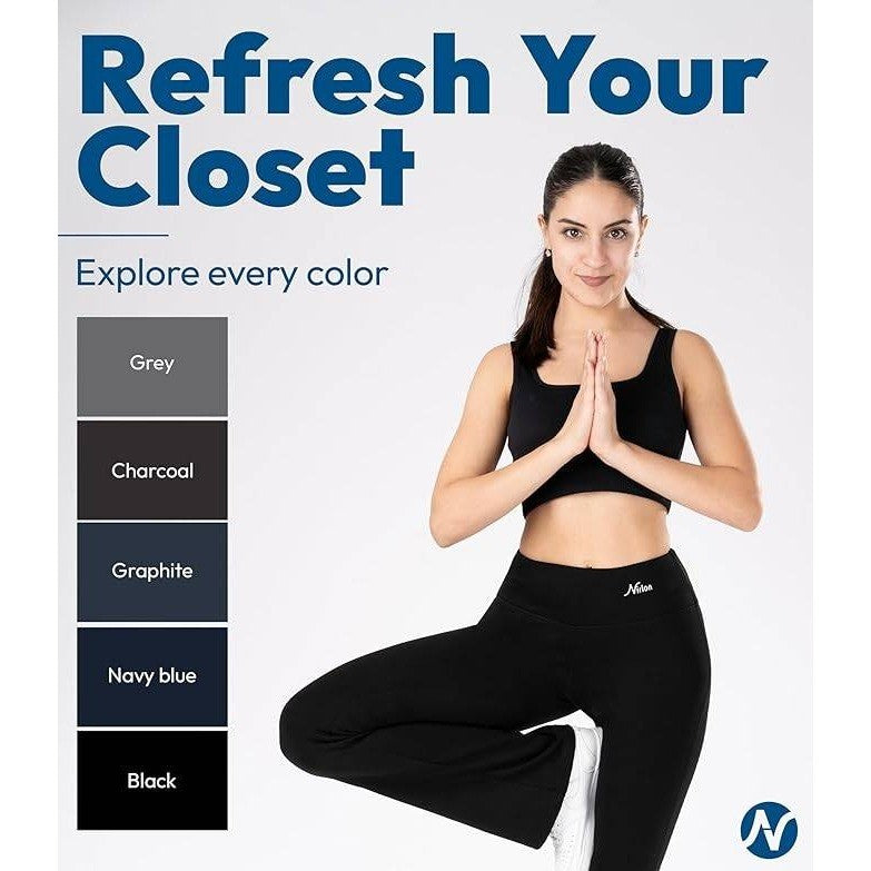 MSRP $26 Nirlon Women's M Bootcut Yoga Pants 30" Inseam Wide Leg Soft Breathabl