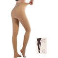 MARTIZA Women's Large-M Beige Fleece Lined Tights Fake Translucent Winter Therma