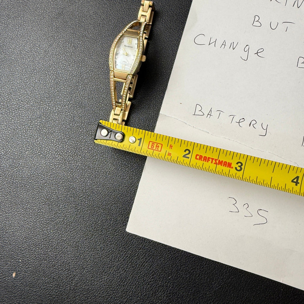 Armitron 75/3530GP Womens Crystal Accented Gold Tone Quartz Watch NEEDS BATTERY