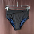 Lands End Womens 2-10 LONG Black UPF 50 Twist Front High-Waist Bikini Bottoms  T