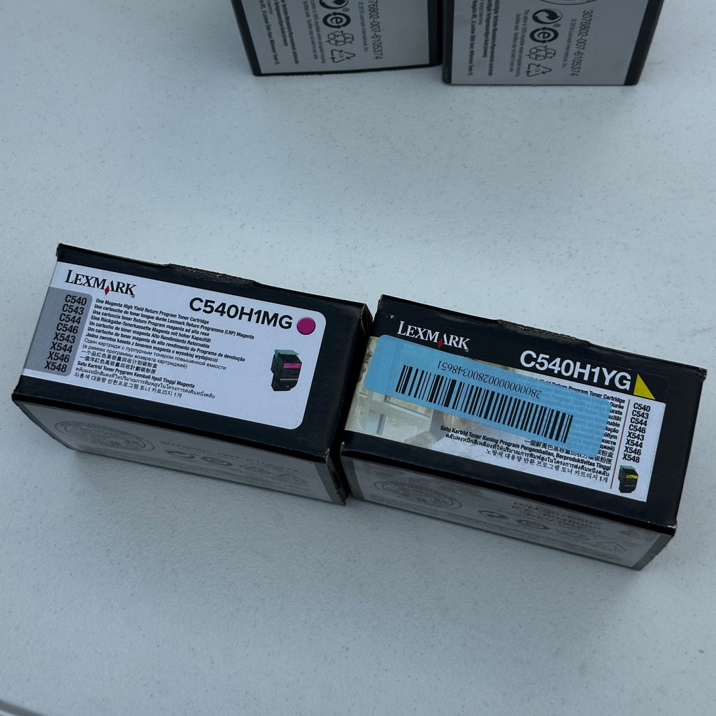 Set of 4 Lexmark C540H1MG C540H1YG Yellow, Magenta Toner Cartridges C540 C543
