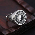 Yin Yang Chinese Horoscope Zodiac Signet Spinner Ring Stainless Steel Size 7