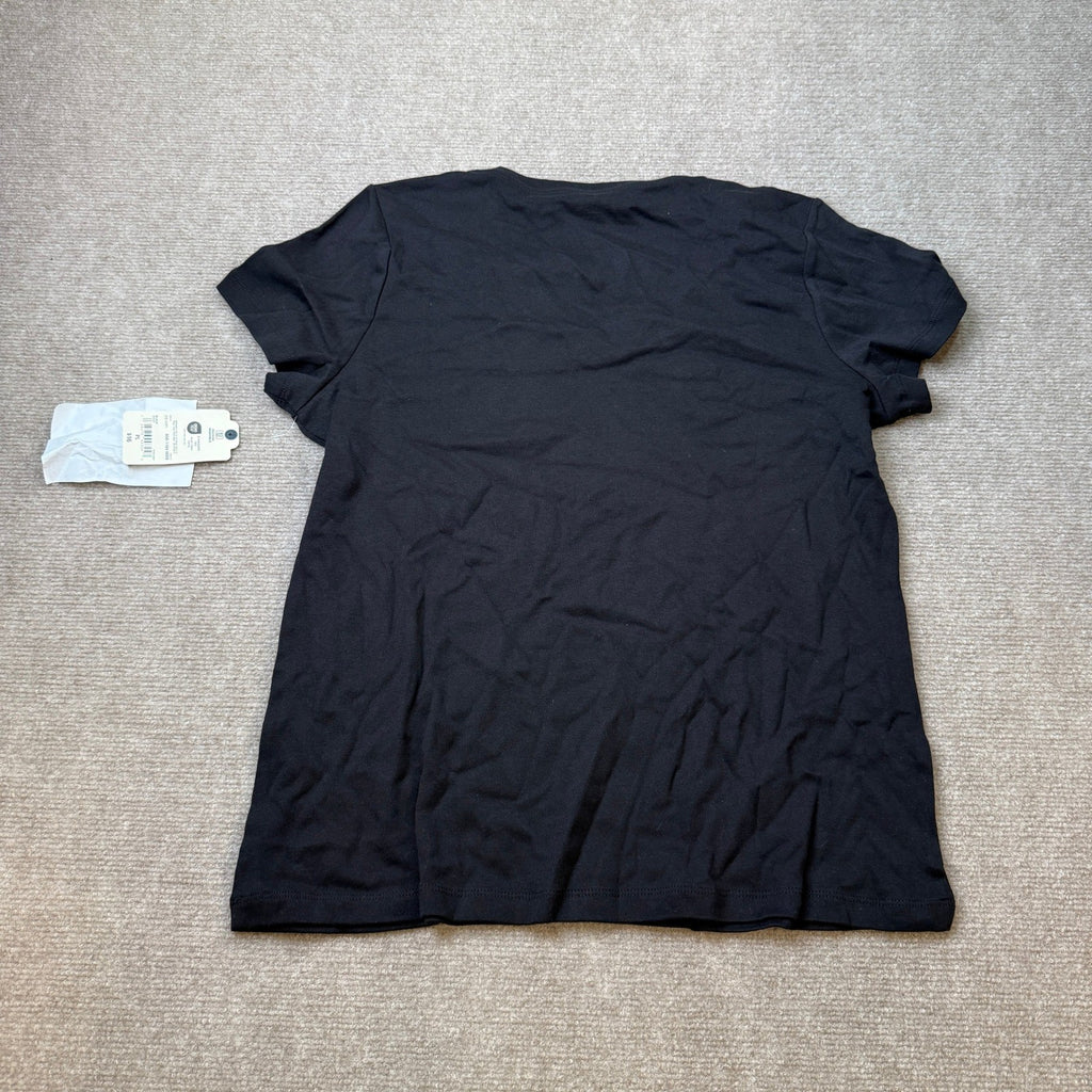MSRP $16 St. John's Bay Womens Petite L Black V Neck Short Sleeve T-Shirt