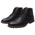 Men's US 15 Black Ankle Boots Lace Up Oxford Faux Leather Motorcycle Boots Com