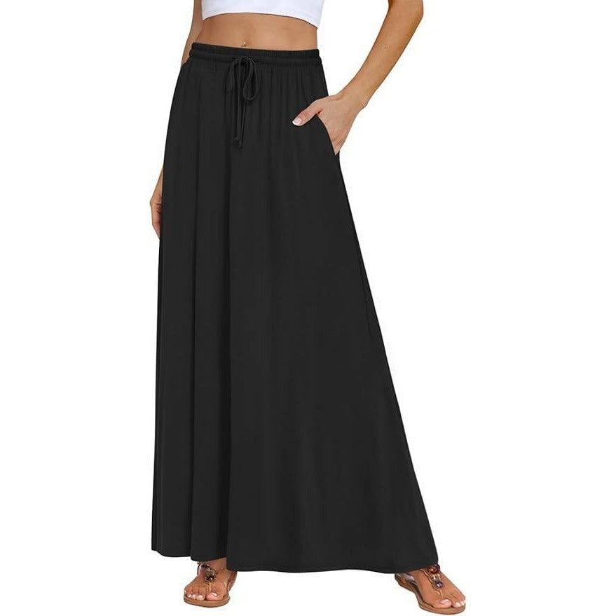 MSRP $25 DB MOON Women's M Maxi Skirt Casual Flowy Elastic High Waist Long Skir