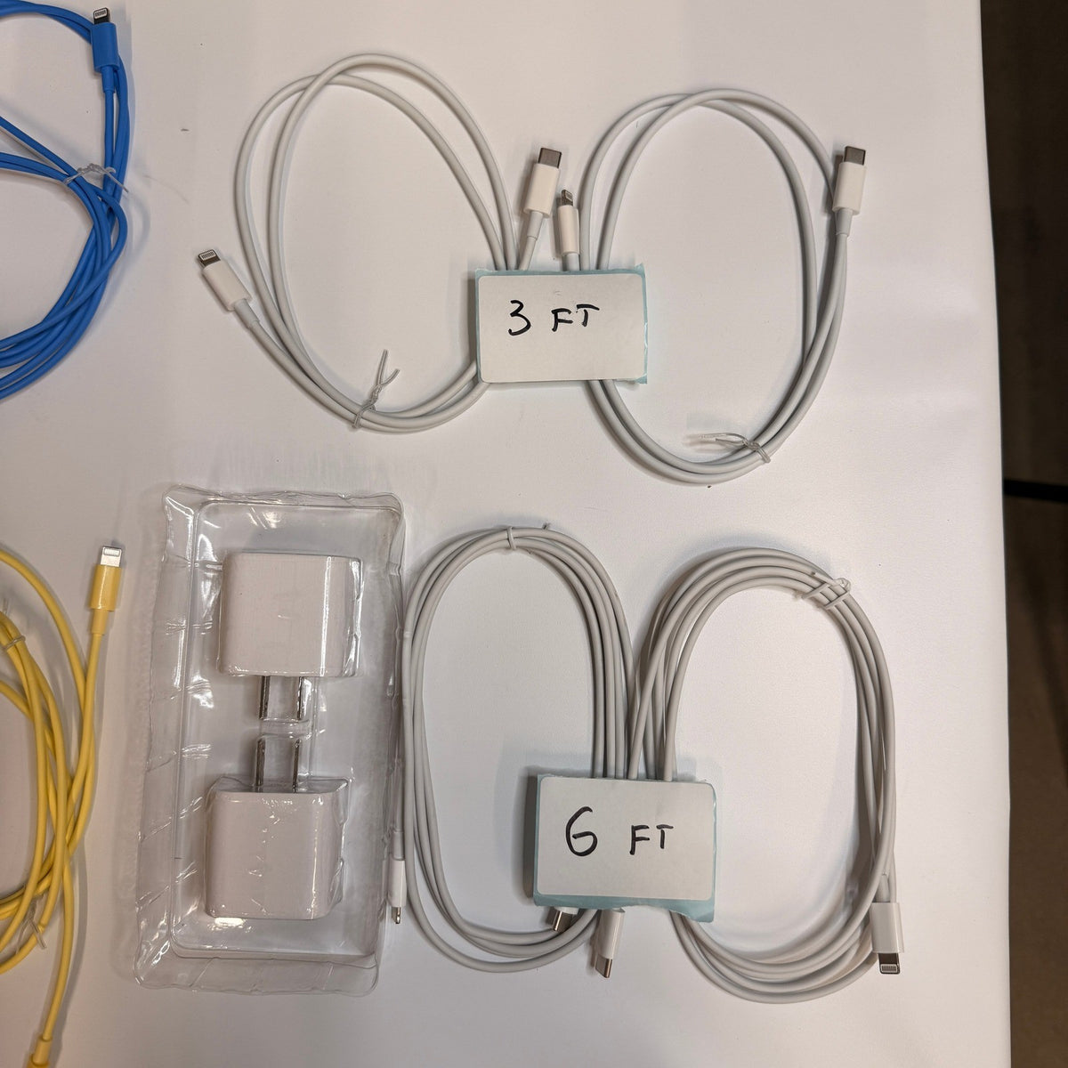 Set of 14 - 12 USB-C/A to Lightning Charging Cables 3ft 6ft, 2 Wall Adapters