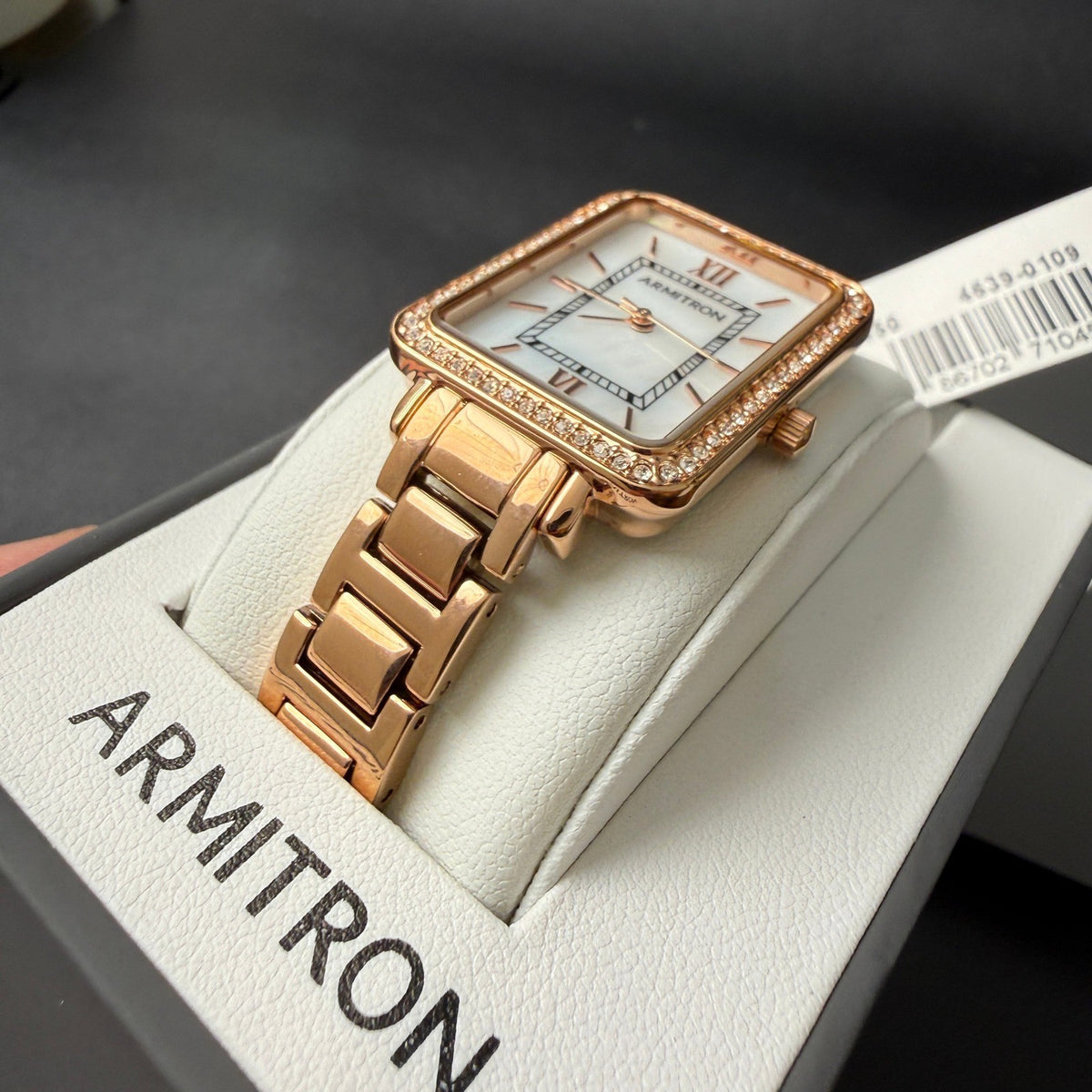 MSRP $55 Armitron Women's 75/5841RG Rose Gold Crystal Accented Bracelet Watch
