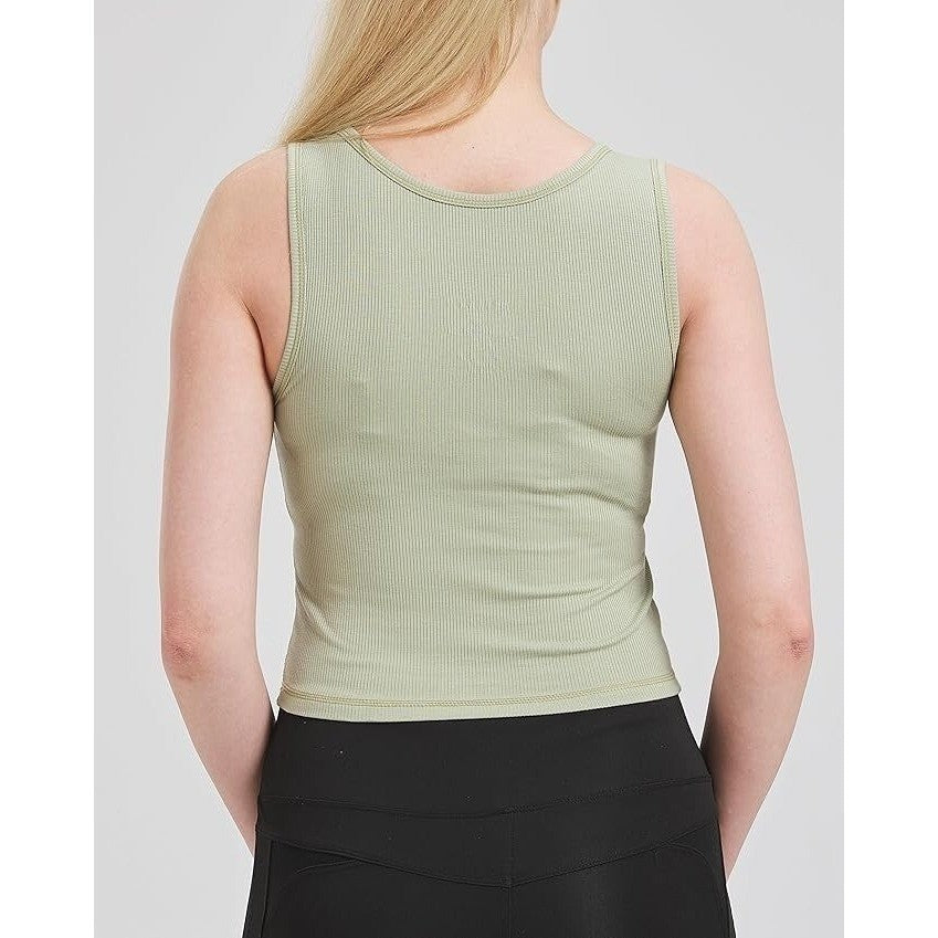Women's M Bamboo Viscose Cotton Ribbed Tank Top Soft Fitted Scoop Neck Sleeveles