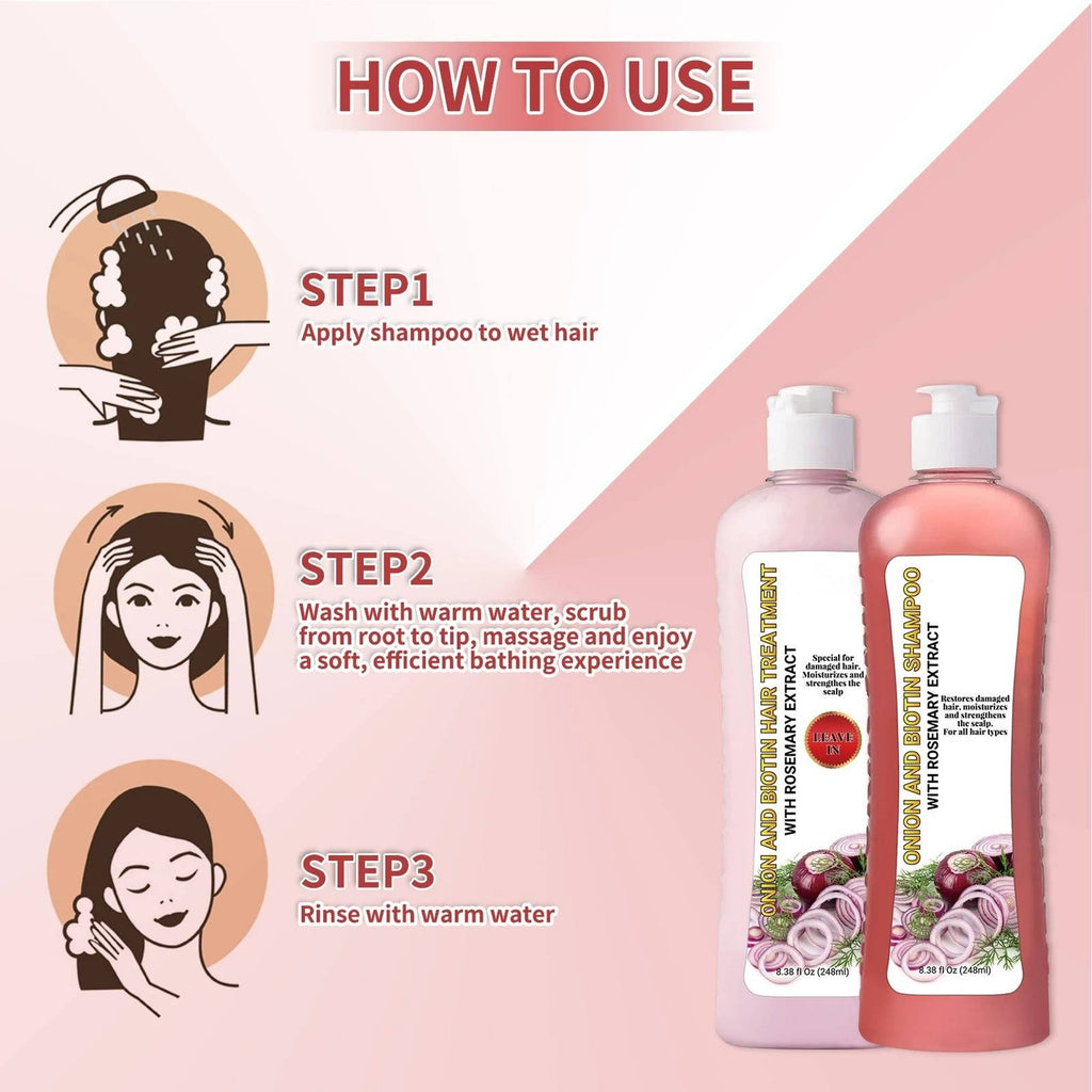 Yilest Onion Biotin Rosemary Shampoo and Hair Treatment Set