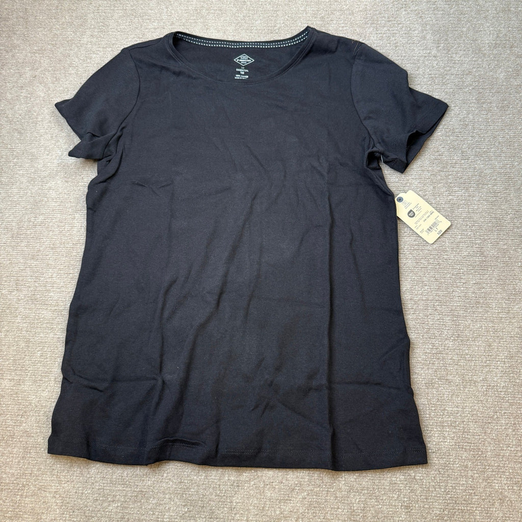 MSRP $20 St. John's Bay Womens L Tall Black Crew Neck Short Sleeve T-Shirt