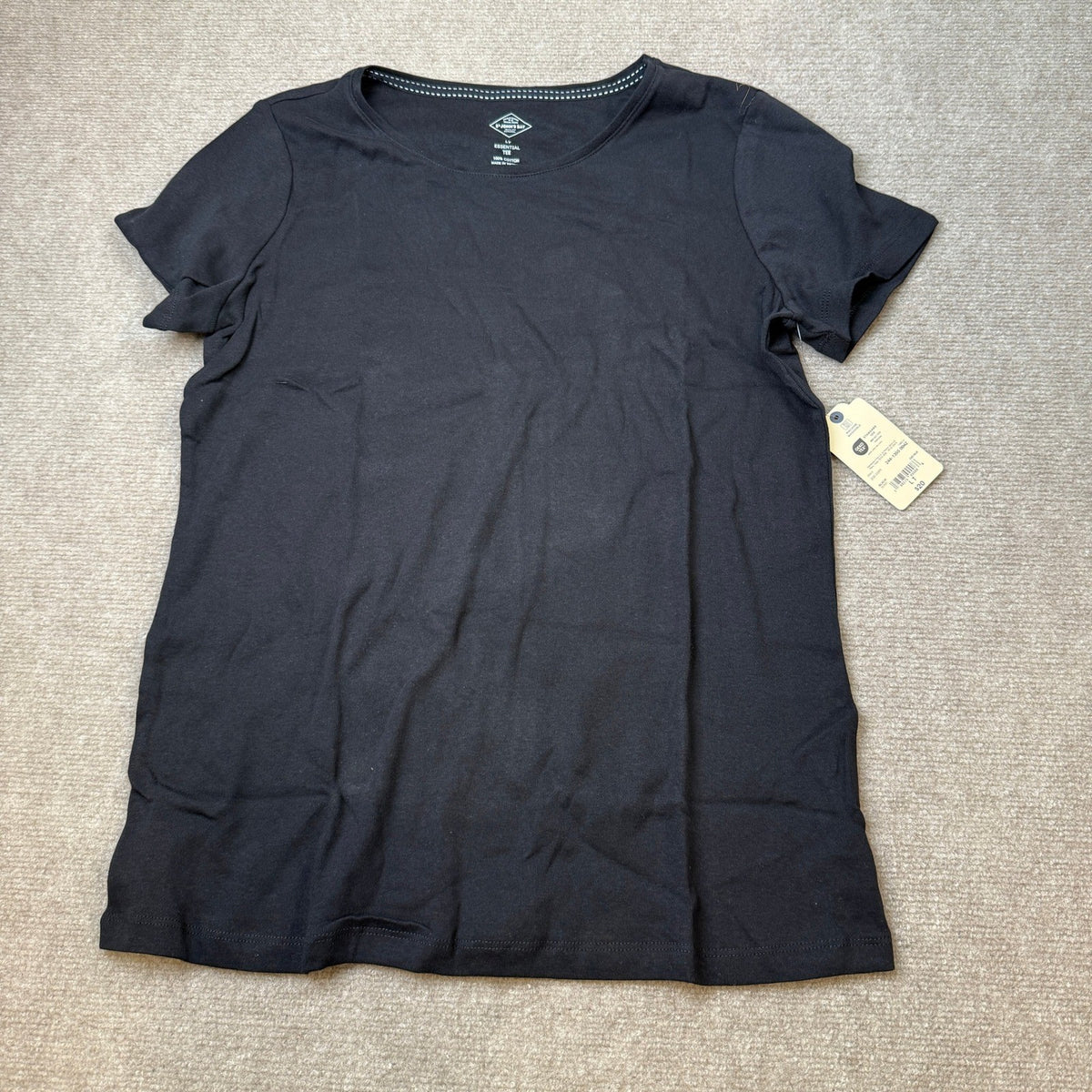 MSRP $20 St. John's Bay Womens L Tall Black Crew Neck Short Sleeve T-Shirt